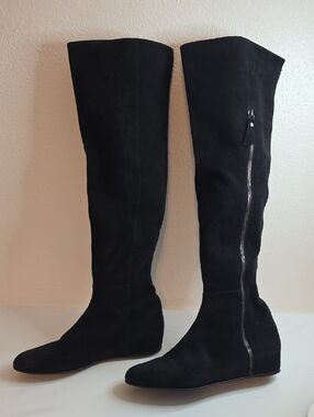 STUART WEITZMAN LEATHER SUEDE OVER THE KNEE TALL BLACK BOOTS LADIES 8.5